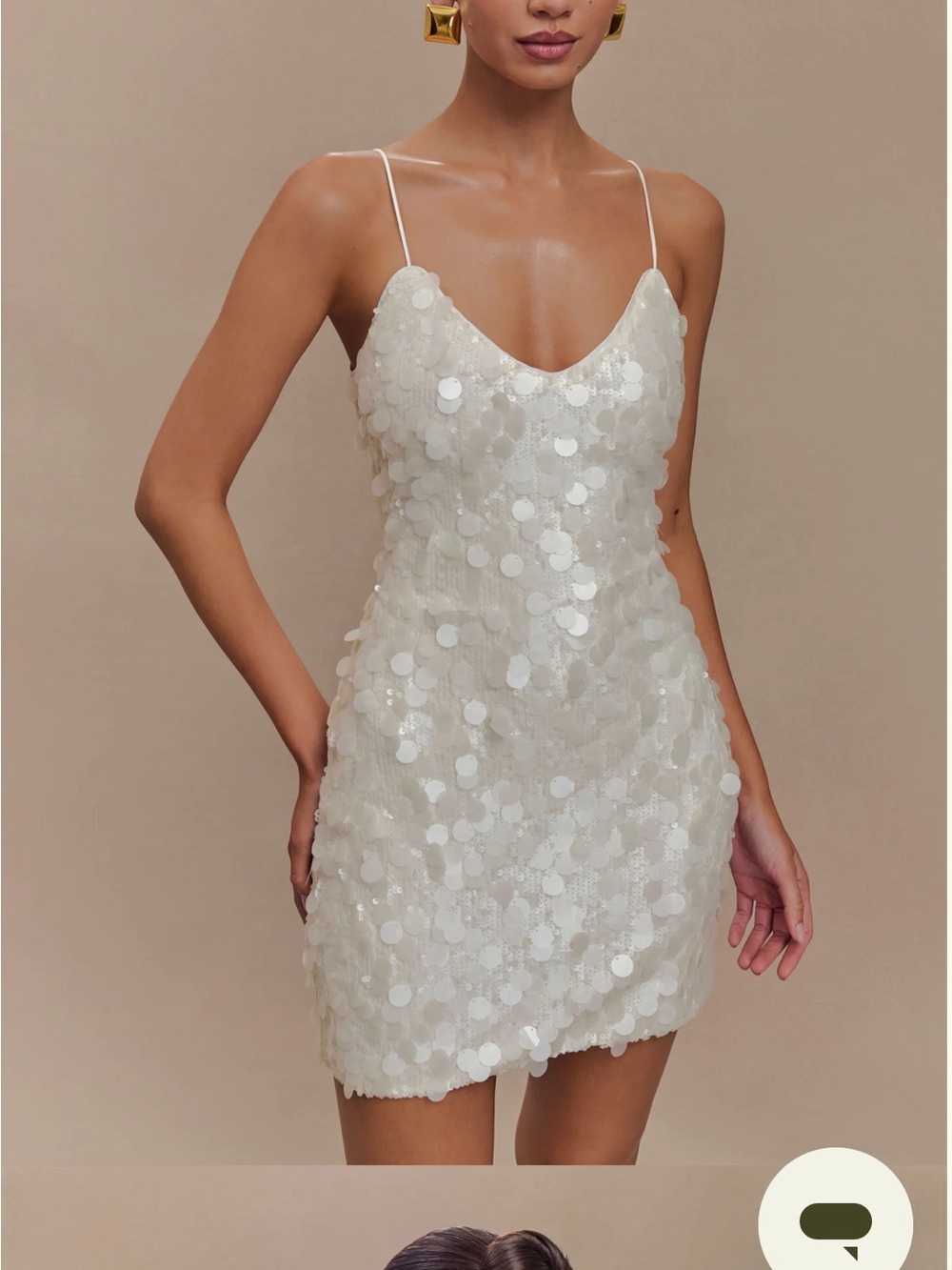 Meshki Ivory Sequin Cami Mini Dress